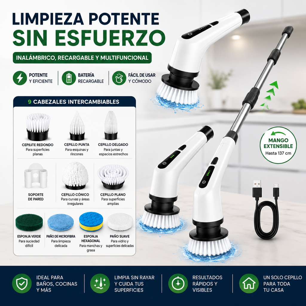 TurboBrush™ 9 en 1 | Limpia tu hogar sin agacharte