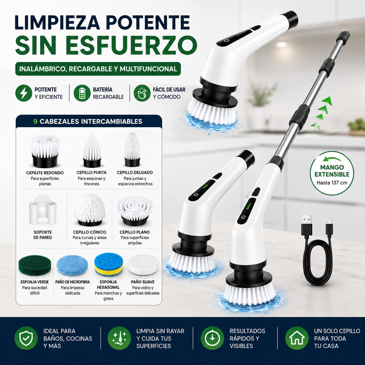 TurboBrush™ 9 en 1 | Limpia tu hogar sin agacharte